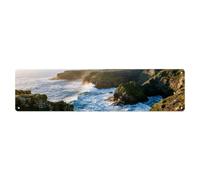 Plaque en métal Coastal Cliffs Ocean Waves Below