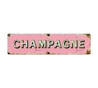 Plaque en métal craquelé rose champagne vintage en métal pour bar, maison, cave, cuisine, buanderie, décoration murale, cadeau, 10,2 x 40,6 cm