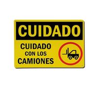 Plaque en métal « Cuidado Con Los Camiones »