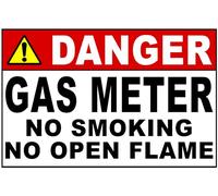 Plaque en métal « Danger Gas Meter No Smoking No Open Flame » pour extérieur et intérieur 30,5 x 20,3 cm