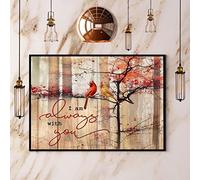 Plaque en métal de 20,3 x 30,5 cm - Décoration murale en métal - Motif oiseau cardinal vintage I Am Always with You - Décoration murale amusante - Cadeau pour le salon et le bureau