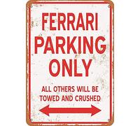 Plaque en métal de 20,3 x 30,5 cm - Ferrari Parking Only Vintage Rétro Décoration murale Décoration d'intérieur