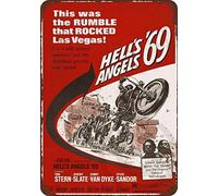 Plaque en métal de 20,3 x 30,5 cm - Reproduction vintage du film Hell's Angels '69 de 1969