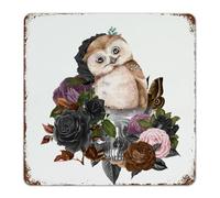 Plaque en métal de style campagnard pour Halloween, chouette, squelette, fleur, décoration de chambre pour homme, panneau en aluminium pour pubs extérieurs, club, salle à manger, Halloween, jour des