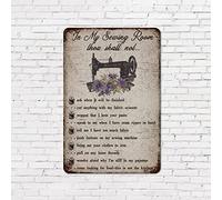 Plaque en métal de style vintage rouille avec phrase « To My Sewing Room Thou Shalt Not » - 20,3 x 30,5 cm - Pour intérieur ou extérieur - Pour maison, porche, cheminée, cuisine, jardin, cour