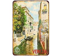 Plaque en métal de Venise Italie - Look Vintage - Reproduction de Plaque en métal - 20,3 x 30,5 cm