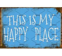 Plaque en métal décorative en métal avec inscription « This Is My Happy Place Happy Place Happy Eater Place » - Plaque en aluminium décorative pour bars, clubs, restaurants, cuisines, cafés, pubs