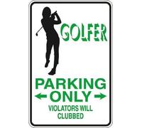 Plaque en métal décorative murale Golder Parking Only Violators Will Be Clubbed - Panneau d'avertissement amusant en métal - 20,3 x 30,5 cm