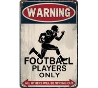 Plaque en métal décorative pour chambre de garçon avec inscription « Football Players Only » - 20,3 x 30,5 cm