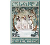 Plaque en métal d'extérieur en métal avec inscription « A Girl Who Really Loved American Bulldogs » - Décoration murale amusante - Cadeau amusant - 20,3 x 30,5 cm