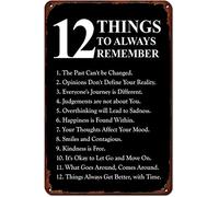 Plaque en métal Discipline 12 Things To Always Remember rétro pour café, bar, salle de sport, salon, salle de bain, cuisine, décoration murale - 20,3 x 30,5 cm
