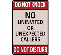 Plaque en métal « Do Not Knock No Uninvited or Unexpected Callers » de style vintage - Décoration murale pour intérieur et extérieur - Pour maison, bar, café, cuisine - 20,3 x 30,5 cm - Jaune