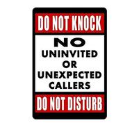 Plaque en métal « Do Not Knock No Uninvited or Unexpected Callers » - Style vintage - Peinture en fer pour intérieur et extérieur - Décoration murale pour maison, bar, café, cuisine - 20,3 x 15,2 cm