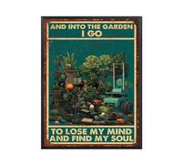 Plaque en métal en aluminium avec cadre en métal et inscription « And Into The Garden I Go To Lose My Mind And Find My Soul For Home » - Décoration murale pour bars, restaurants, cafés, pubs - 20,3 x