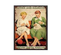 Plaque en métal en aluminium avec cadre en métal « Mother and Daughter Forever Linked Together » pour maison, bar, cour, cuisine, bureau - 20,3 x 30,5 cm