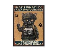 Plaque en métal en aluminium avec cadre en métal « That's What I Do I Am A Photographer I Take Photos And I Know Things For Bar Salle de bain Yard Garage » 20,3 x 30,5 cm