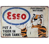 Plaque en métal en aluminium avec inscription amusante « Put A Tiger in Your Tank » - Plaque vintage en métal - Plaque en métal pour station-service, garage - 20,3 x 30,5 cm