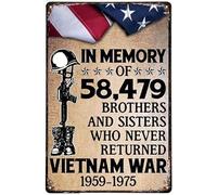 Plaque en métal en aluminium avec inscription « In Memory Of 58479 Brothers And Sisters Who Never Returned Vietnam War Army Soldier » - Décoration murale en fer pour intérieur ou extérieur