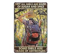 Plaque en métal en aluminium avec inscription « Not All Girls Are Made Of Sugar And Spice Some Girls Are Made Of Adventure » - Look rétro - Décoration murale pour maison, club, bar - 20,3 x 30,5 cm