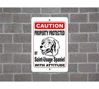 Plaque en métal en aluminium avec inscription « Property Protected by Saint-Usuge Spaniel Guard » - 20,3 x 30,5 cm
