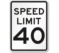 Plaque en métal en aluminium avec nouvelle limite de vitesse de 40 km/h, panneau de rue de qualité ingénieur, 20,3 x 30,5 cm