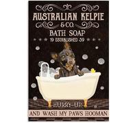 Plaque en métal en aluminium vintage australien Kelpie & co. Savon de bain créé pour la maison, les restaurants, les cafés, les pubs - Décoration murale rétro - 20,3 x 30,5 cm