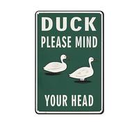 Plaque en métal en forme de canard - Décoration murale amusante - Panneau d'avertissement amusant en métal - 20,3 x 30,5 cm - Canard Please Mind Your Head
