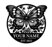 Plaque en métal en forme de papillon personnalisée, décoration murale intérieure et extérieure, cadeau personnalisé idéal pour maman, grand-mère et elle