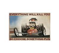 Plaque en métal « Everything Will Kill You Drag Racing » - Affiche horizontale « Everything Will Kill You So Choose Something » - Idées pour Noël, anniversaire, décoration d'intérieur - 30,5 x 40,6 cm