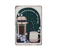 Plaque en métal fantaisie « Feminist Fueled By Feminism Coffee And Rage » - Décoration murale vintage rétro - Décoration murale pour maison, groupe, porche, hall d'entrée, prière, mariage, 20,3 x 30,5
