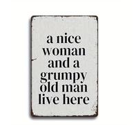 Plaque en métal fantaisie Lovely Lady and Grumpy Old Man - Ensembles d'art pour décoration d'intérieur, cuisine, café, pub - Art mural vintage amusant, 20,3 x 30,5 cm