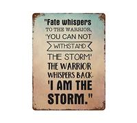 Plaque en métal « Fate Whispers to The Warrior » avec dicton amusant en aluminium vintage pour salon, chambre à coucher, décoration d'intérieur, 30,5 x 40,6 cm, poster imprimé pour Saint-Valentin