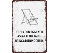 Plaque en métal féministe - « Si on ne vous donne pas de place à table, apportez une chaise pliante » Citation inspirante sur le pouvoir des femmes noires | Décoration pour la maison, le bureau ou le