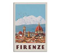 Plaque en métal Firenze - Décoration murale vintage - Décoration rustique - Pour café, bar, chambre à coucher - 30 x 43 cm