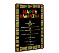 Plaque en métal Happy Kwanzaa Kinara les sept principes pour décoration intérieure et extérieure 20,3 x 30,5 cm