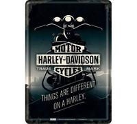 Plaque en métal - Harley-Davidson - 14 X 10 cm - Vintage - Décoration murale - Mixte