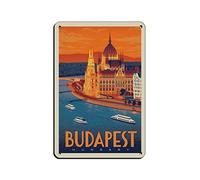 Plaque en métal Hongrie Budapest Vintage Décor Art Signe Maison Cuisine Bar Café Club Cave Décoration murale Rétro Voyage Plaque en étain 15x30cm
