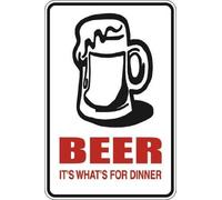 Plaque en métal humoristique avec inscription « Beer It's What's for Dinner » - 20,3 x 30,5 cm