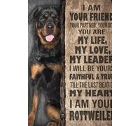 Plaque en métal humoristique avec inscription « I Am Your Rottweiler I Am Your Friend Till The Last Beat of My Heart » - Décoration murale en métal - Cadeau pour le salon et le bureau - 20,3 x 30,5 cm