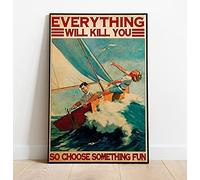 Plaque en métal humoristique avec inscription Love Beach Everything Will Kill You So Choose Something Fun Sailing Couple 20,3 x 30,5 cm