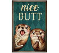 Plaque en métal humoristique en forme de loutre avec inscription « Nice Butt Otter » - 30,5 x 40,6 cm