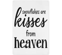 Plaque en métal humoristique « Les flocons de neige sont des baisers du ciel », décoration murale hivernale, citation inspirante pour les fêtes, plaque en métal pour la cuisine ou le salon, 30 x 20 c
