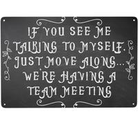 Plaque en métal humoristique, Panneaux d'avertissement, Décoration murale humoristique, Si vous me voyez parler toute seule, Accessoires de décoration pour bureau, Décoration pour bar à domicile pour