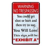 Plaque en métal humoristique « Treasure Gurus Warning No Trespassing Get Shot Sue and Lose » - 30,5 x 20,3 cm