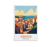 Plaque en métal humoristique vintage Obidos Portugal, cadeau inspirant pour femmes et hommes, décoration murale rétro en métal, 15 x 30 cm