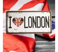 Plaque en métal "I LOVE LONDON" : idée cadeau vintage pour toutes les occasions - 15x30cm