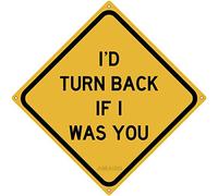 Plaque en métal « I'd Turn Back If I Was You Road Man Cave » pour chambre à coucher, thème horreur d'Halloween, décoration murale d'intérieur ou d'extérieur, panneau carré de 20,3 x 20,3 cm