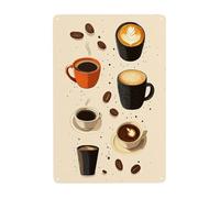 Plaque En Métal, Illustration De Café Au Trait, Enseigne Métal Vintage Pour La Maison, Pour Restaurant, Bar à Café, Décoration De Club Poster, 20x30cm