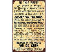 Plaque en métal « In This House We Do Geek Magic Garden Home Bar Café Iron Painting Wall Art Decor Country » Décoration murale vintage en aluminium 15,2 x 20,3 cm