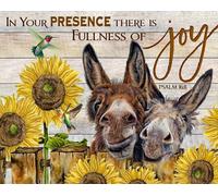 Plaque en métal « in Your Presence There is Fullness of Joy Donkey » pour maison, bar, chambre, pub, restaurant, café, club, décoration murale, 30,5 x 20,3 cm